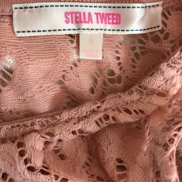 Stella Tweed Pink Cold Shoulder Cropped Lace top - Picture 7 of 7